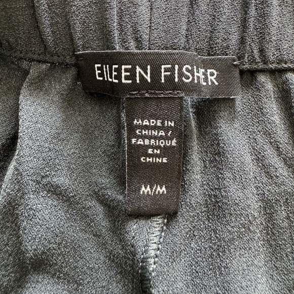 Silk Crepe Georgette Eileen Fisher Pants Sz Med Gray - Picture 2 of 3